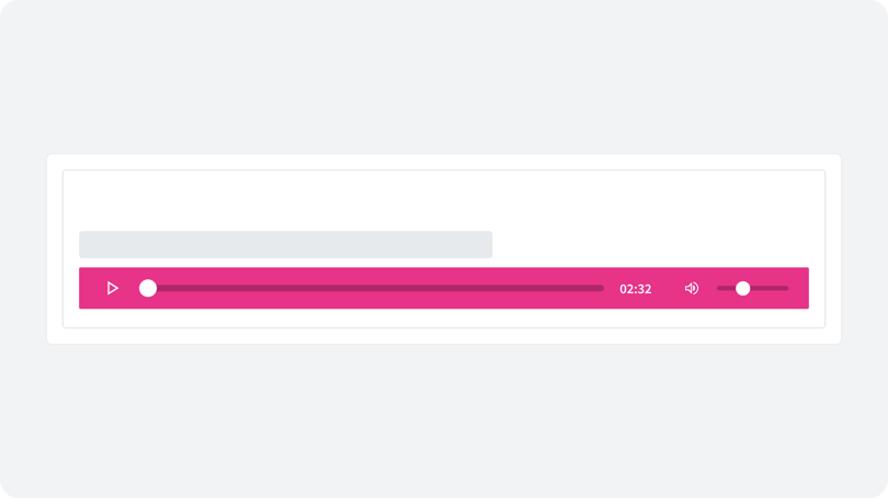 Call recording player with play, a progress bar at 02:32 and volume controls