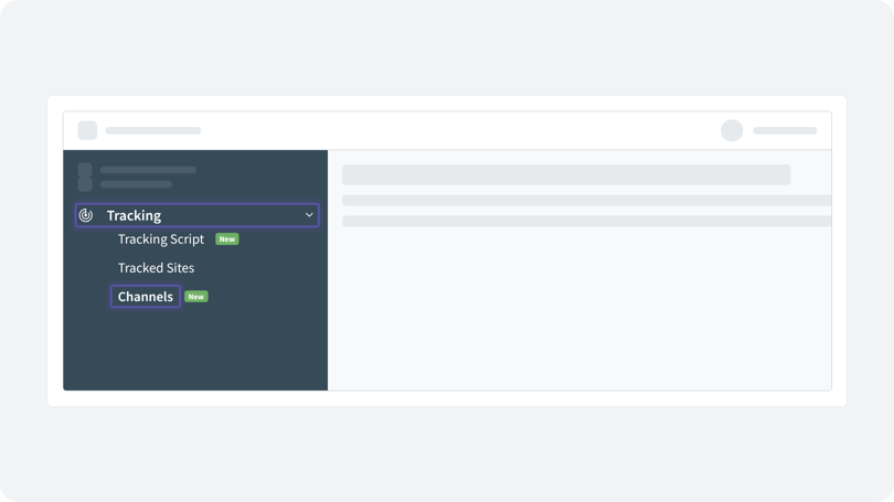 Infinity Platform Tracking menu with Channels highlighted in the sidebar