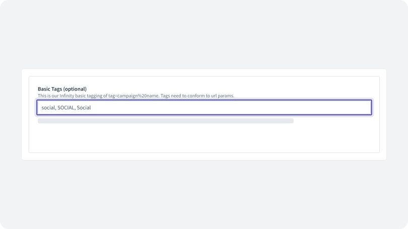 Basic Tags field with the example tags social, SOCIAL and Social, highlighted